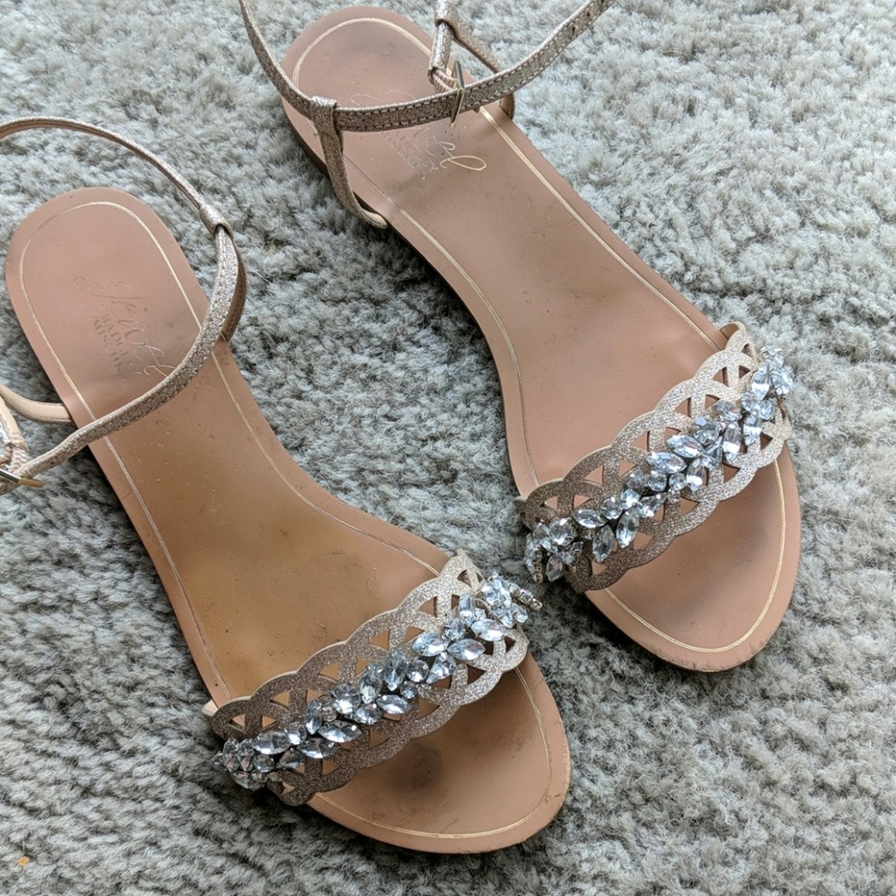 Badgley Mischka Jewel Kimora Crystal Flat Sandals